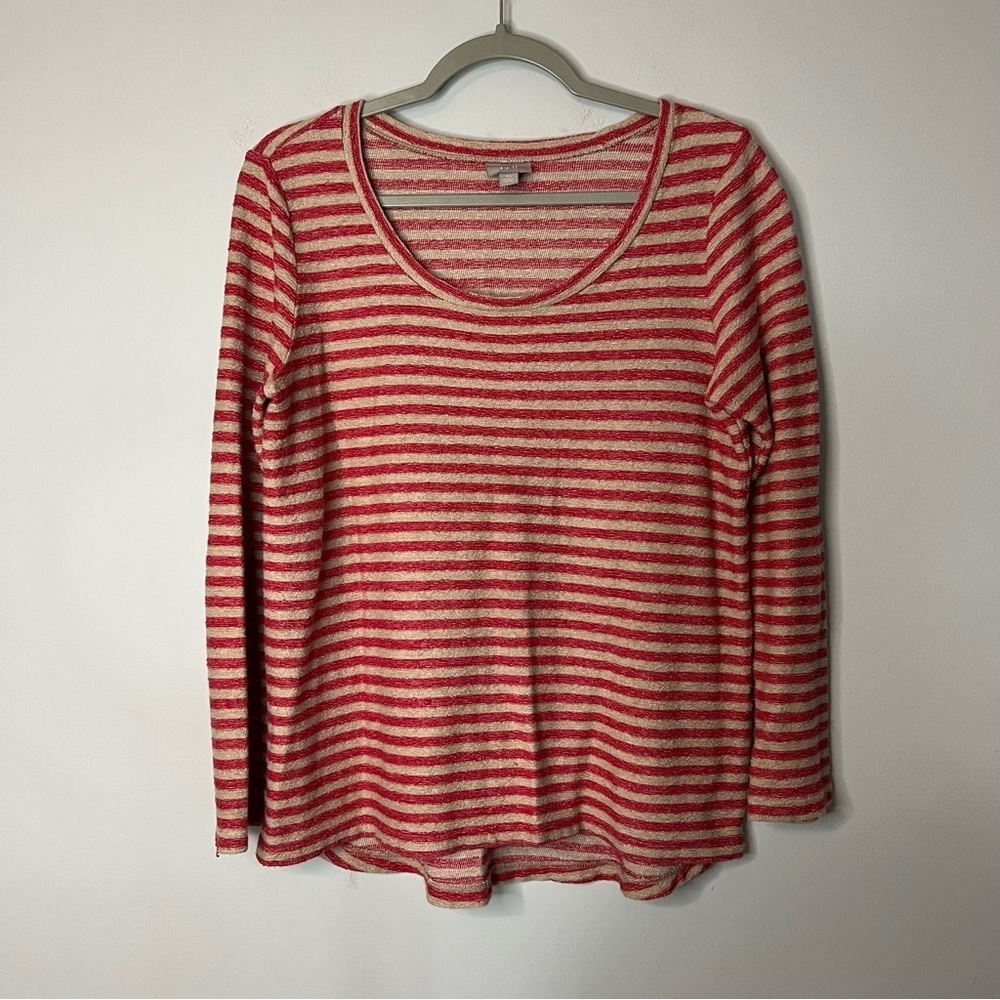 Women’s J. Jill red striped thin knit pullover sweater size XS